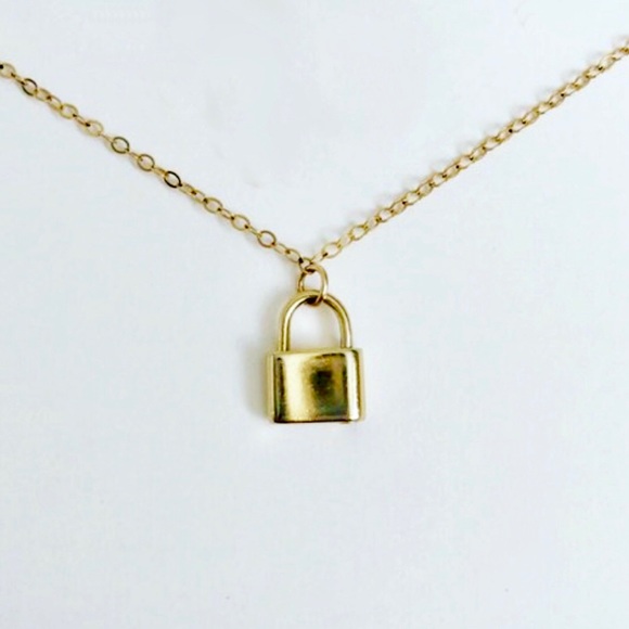 ✨✨NEW✨✨ Tiny Gold Lock Charm Necklace✨ - Picture 2 of 5